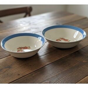 Atico International Cereal Bowls, Set of 2, Apples In A Basket, Fruit Stoneware